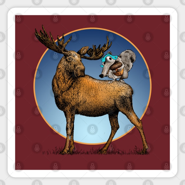 Moose and Squirrel Magnet by theDarkarts